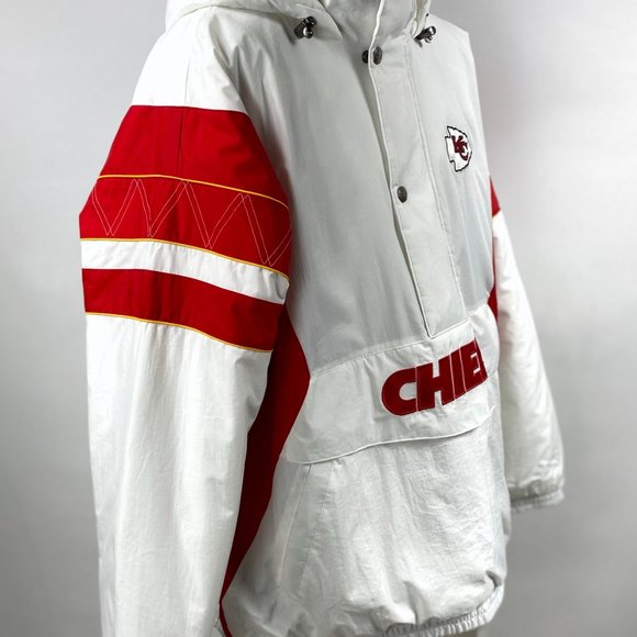 Kansas City Chiefs Jacket Starter Half Zip Hooded WHITE   XL - Picture 3 of 8